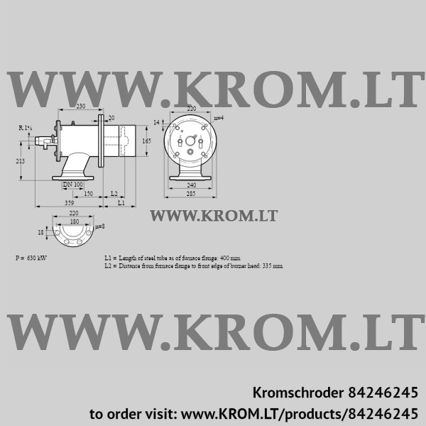 Kromschroder ZIO 165HM-400/335-(28)D, 84246245 burner for gas, 84246245