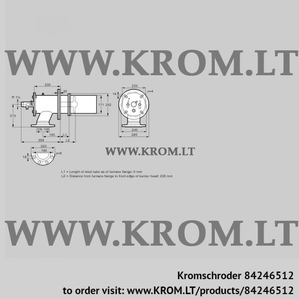 Kromschroder ZIC 165RM-0/235-(26)D, 84246512 burner for gas, 84246512