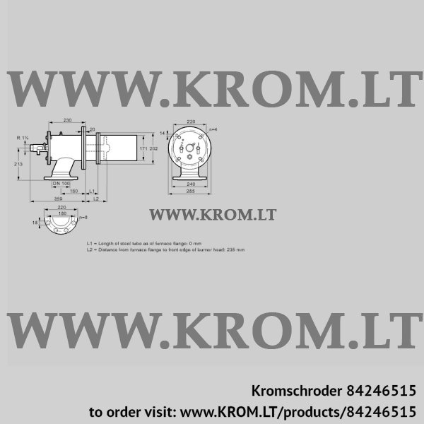 Kromschroder ZIC 165HM-0/235-(28)D, 84246515 burner for gas, 84246515