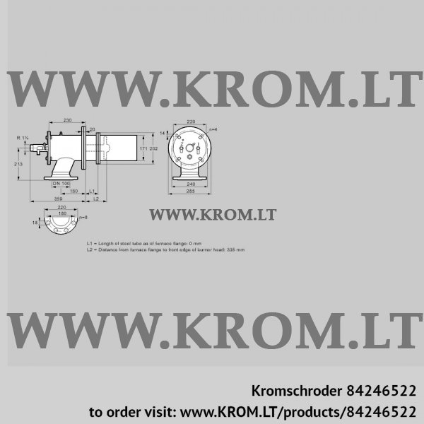 Kromschroder ZIC 165RM-0/335-(26)D, 84246522 burner for gas, 84246522