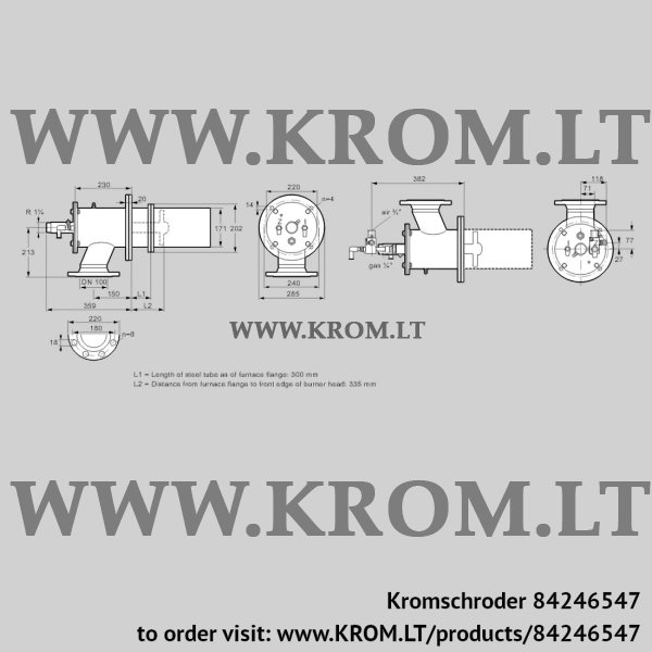 Kromschroder ZIC 165RBL-300/335-(20)D, 84246547 burner for gas, 84246547