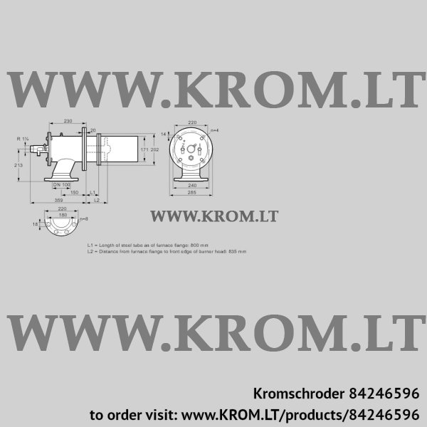 Kromschroder ZIC 165RB-800/835-(17)D, 84246596 burner for gas, 84246596