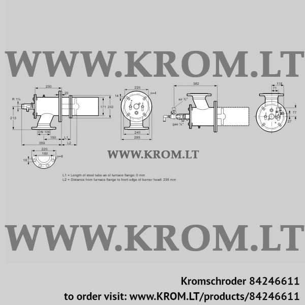 Kromschroder ZIC 165HBL-0/235-(24)D, 84246611 burner for gas, 84246611