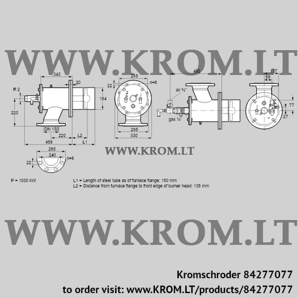 Kromschroder ZIO 200RBL-150/135-(25)D, 84277077 burner for gas, 84277077