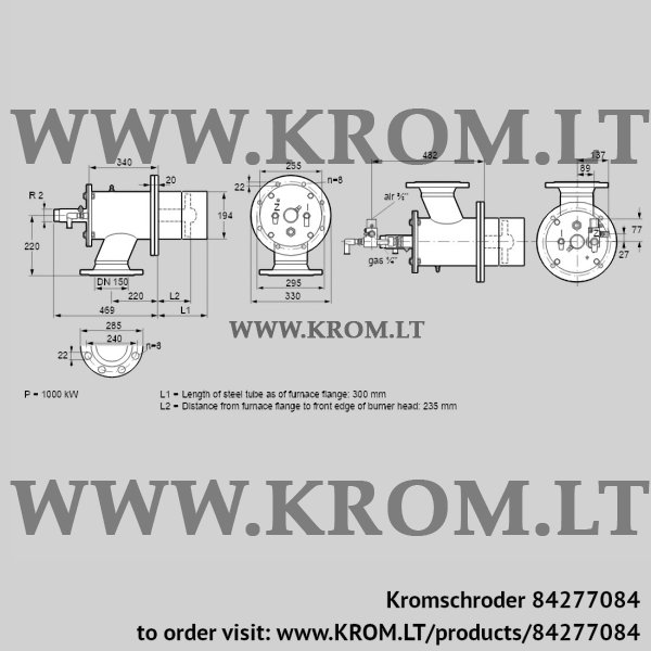 Kromschroder ZIO 200HBL-300/235-(23)D, 84277084 burner for gas, 84277084