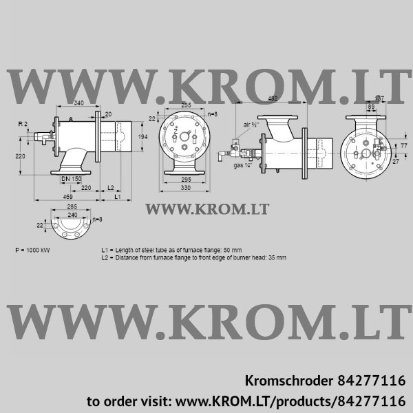 Kromschroder ZIO 200KBL-50/35-(38)D, 84277116 burner for gas, 84277116