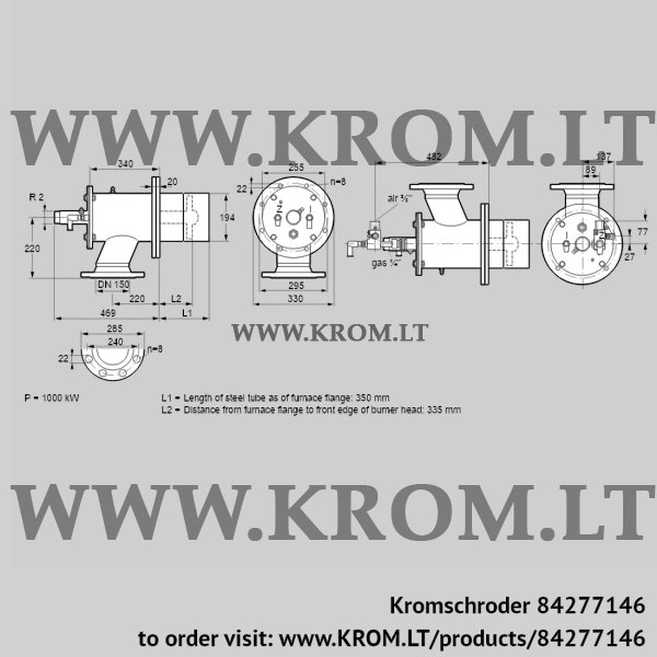 Kromschroder ZIO 200KBL-350/335-(38)D, 84277146 burner for gas, 84277146