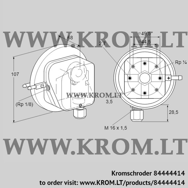 Kromschroder DL 1,5AG-3K2, 84444414 pressure switch for air, 84444414