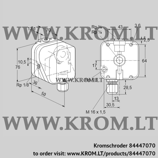 Kromschroder DG 450I-3, 84447070 gas vacuum sensor, 84447070