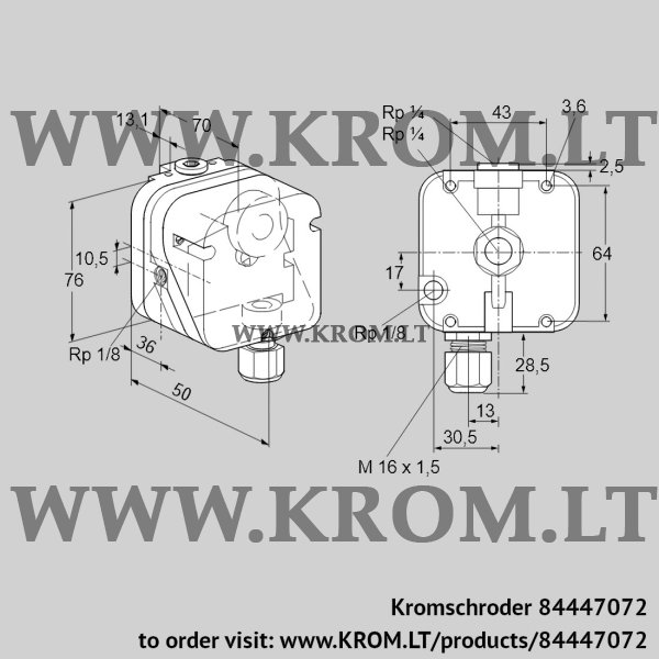 Kromschroder DG 450IG-4, 84447072 gas vacuum sensor, 84447072