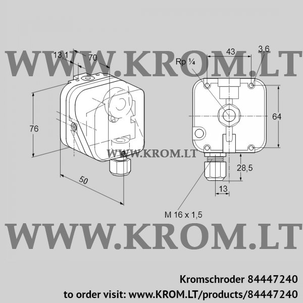 Kromschroder DG 50S-3, 84447240 pressure switch for gas, 84447240