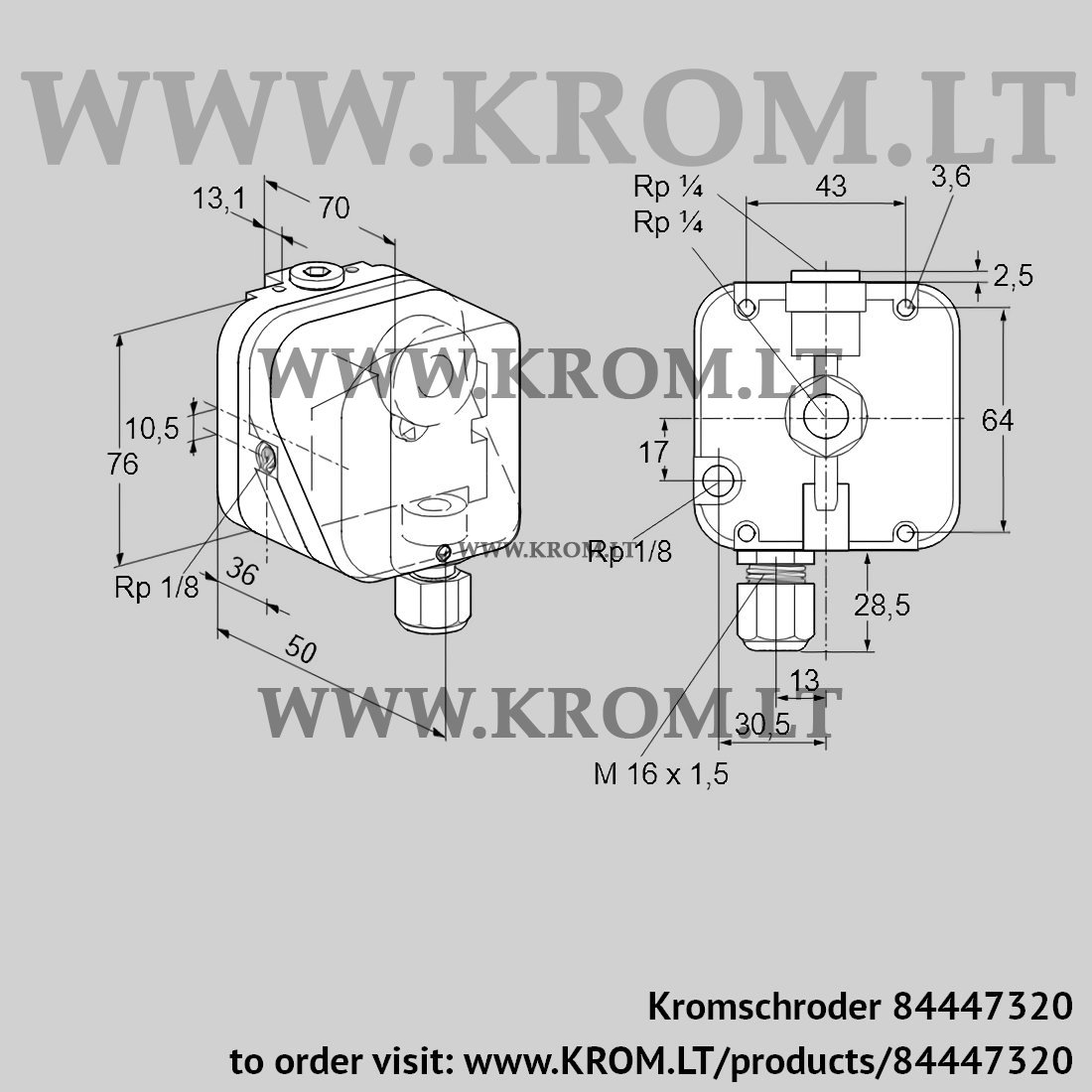 Kromschroder DG 10UG-3, 84447320 pressure switch for gas | Online