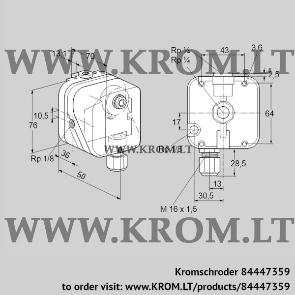 Kromschroder DG 50U-3A, 84447359 pressure switch for gas, 84447359