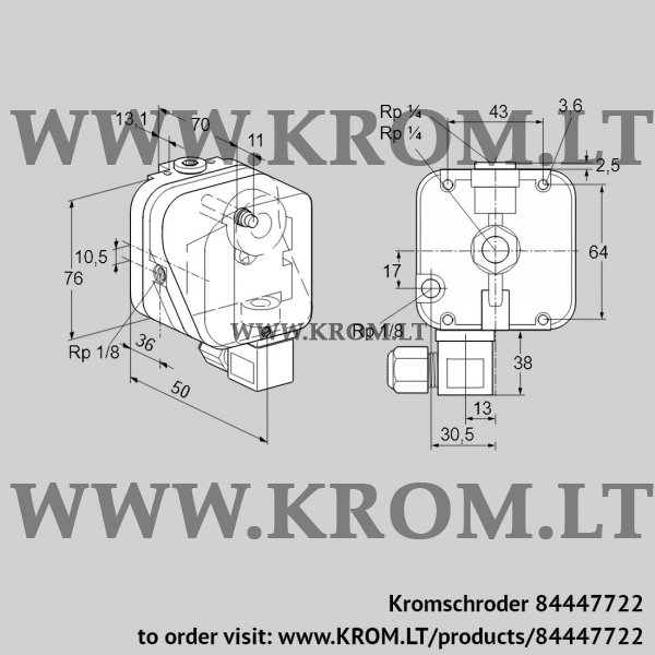 Kromschroder DG 50N-6T, 84447722 pressure switch for gas, 84447722