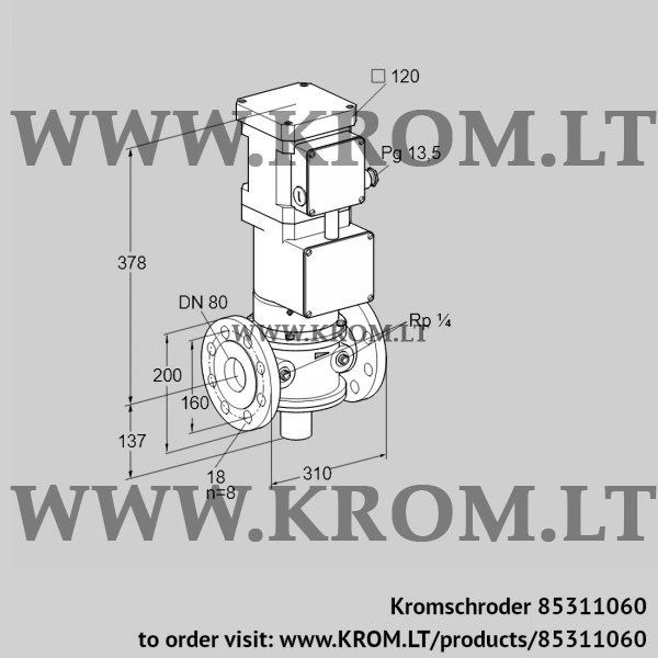 Kromschroder VK 80F10T5A93D, 85311060 motorized valve for gas, 85311060