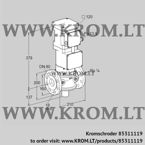 Kromschroder VK 80F24W6A93DS, 85311119 motorized valve for gas, 85311119