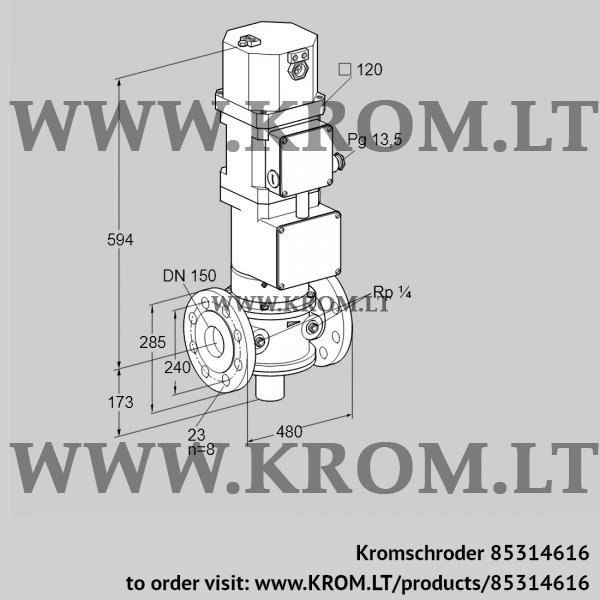 Kromschroder VK 150/100F40W5HXG43, 85314616 motorized valve for gas, 85314616