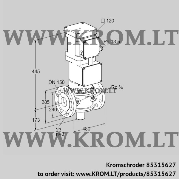 Kromschroder VK 150F04ZT5A93SV, 85315627 motorized valve for gas, 85315627