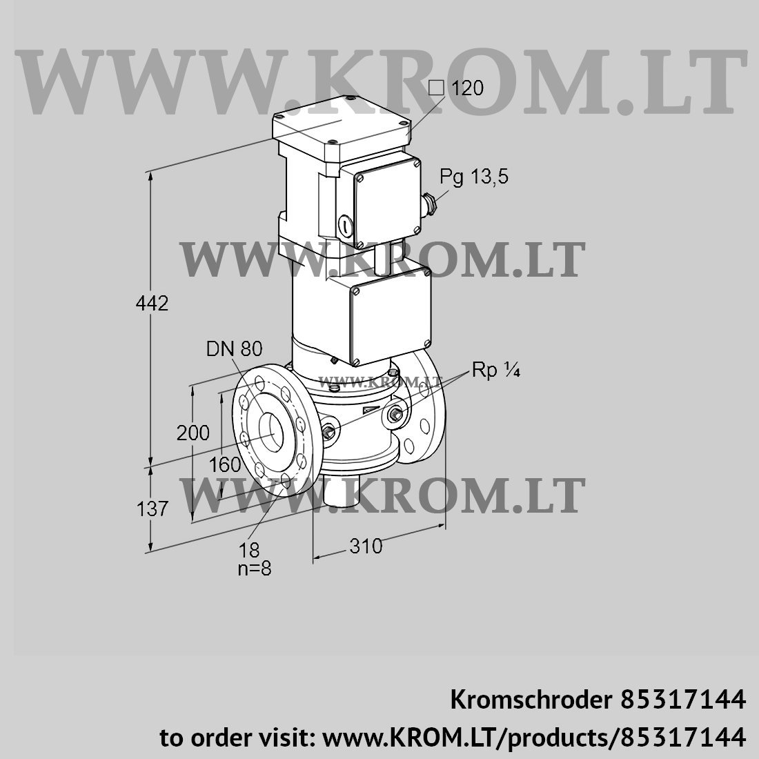 Kromschroder VK 80F60MHG93DS, 85317144 motorized valve for gas