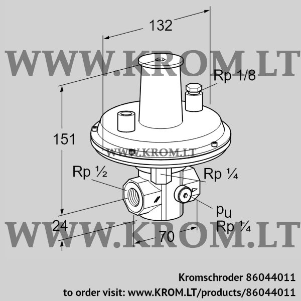 Kromschroder VGBF 15R40-1Z, 86044011 pressure regulator, 86044011