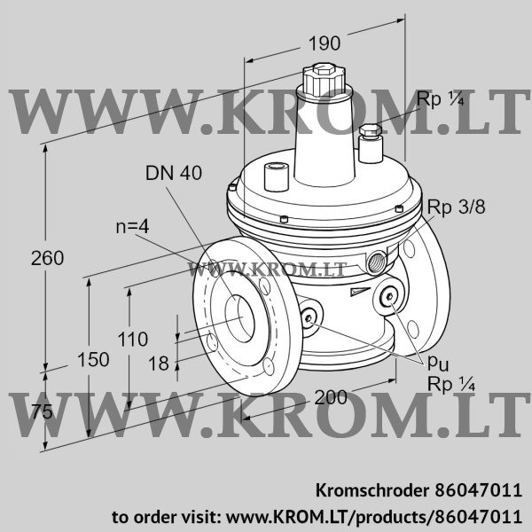 Kromschroder VGBF 40F40-3Z, 86047011 pressure regulator, 86047011