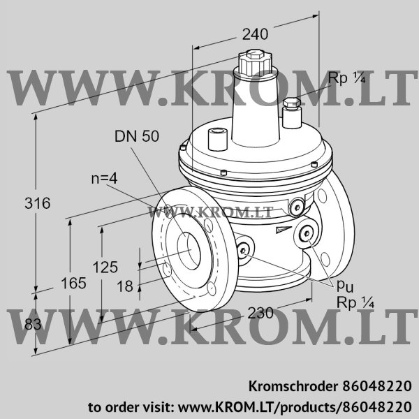 Kromschroder VGBF 50F05-3, 86048220 pressure regulator, 86048220