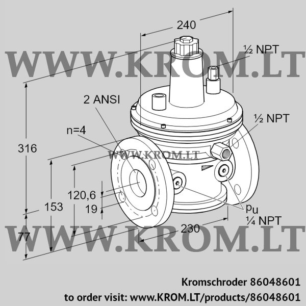 Kromschroder VGBF 50TA10-3Z, 86048601 pressure regulator, 86048601