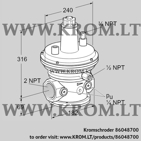 Kromschroder VGBF 50TN10-3, 86048700 pressure regulator, 86048700