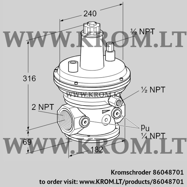 Kromschroder VGBF 50TN10-3Z, 86048701 pressure regulator, 86048701