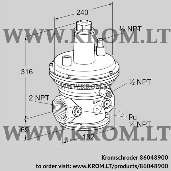 Kromschroder VGBF 50TN40-3, 86048900 pressure regulator, 86048900