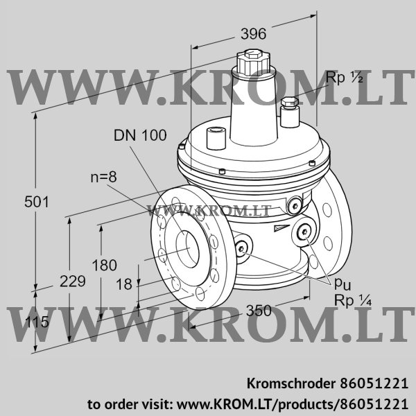 Kromschroder VGBF 100F05-3Z, 86051221 pressure regulator, 86051221