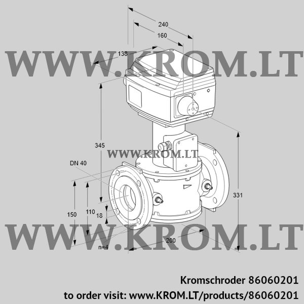 Kromschroder RVS 40/LF03W60S1-3, 86060201 control valve, 86060201