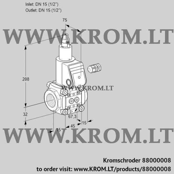 Kromschroder VAS 115R/LW, 88000008 gas solenoid valve, 88000008