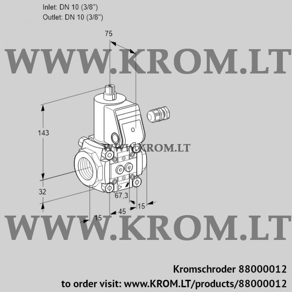 Kromschroder VAS 110R/NQ, 88000012 gas solenoid valve, 88000012