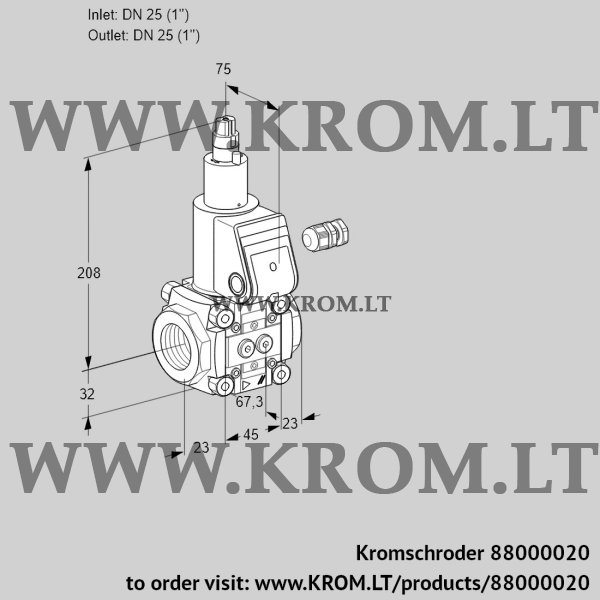 Kromschroder VAS 125R/LQ, 88000020 gas solenoid valve, 88000020