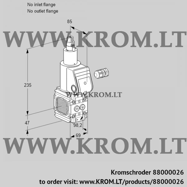 Kromschroder VAS 2-/LW, 88000026 gas solenoid valve, 88000026