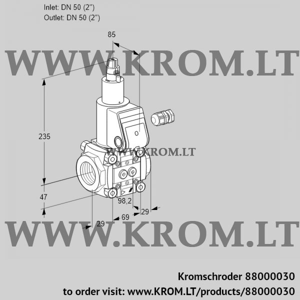 Kromschroder VAS 250R/LW, 88000030 gas solenoid valve, 88000030