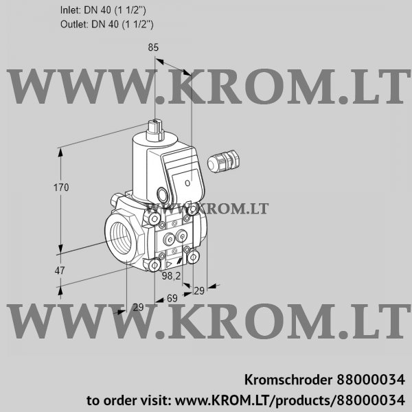 Kromschroder VAS 240R/NQ, 88000034 gas solenoid valve, 88000034