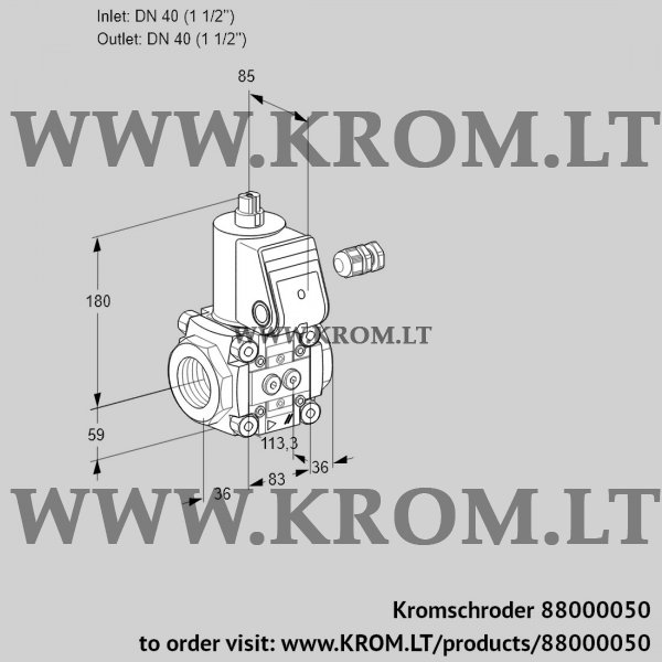 Kromschroder VAS 340R/NQ, 88000050 gas solenoid valve, 88000050