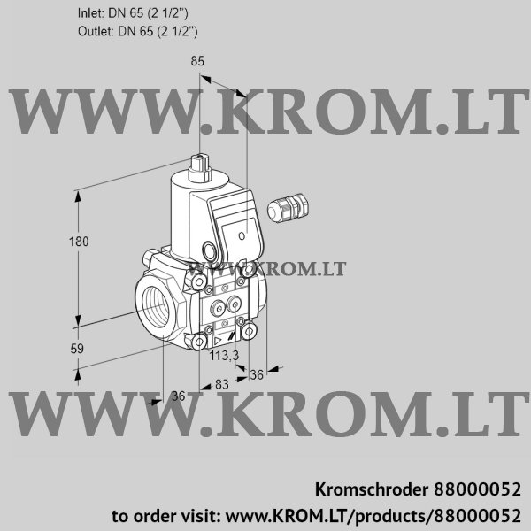 Kromschroder VAS 365R/NQ, 88000052 gas solenoid valve, 88000052