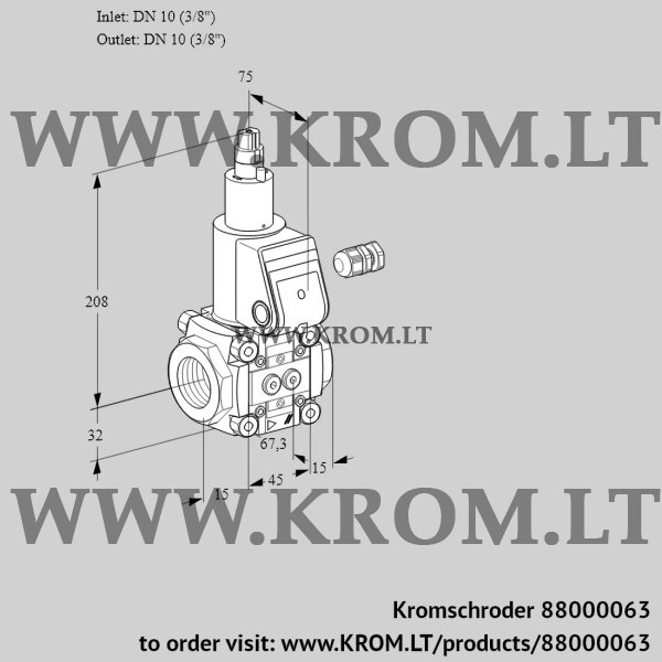 Kromschroder VAS 1T10N/LQ, 88000063 gas solenoid valve, 88000063