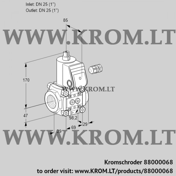 Kromschroder VAS 2T25N/NQ, 88000068 gas solenoid valve, 88000068