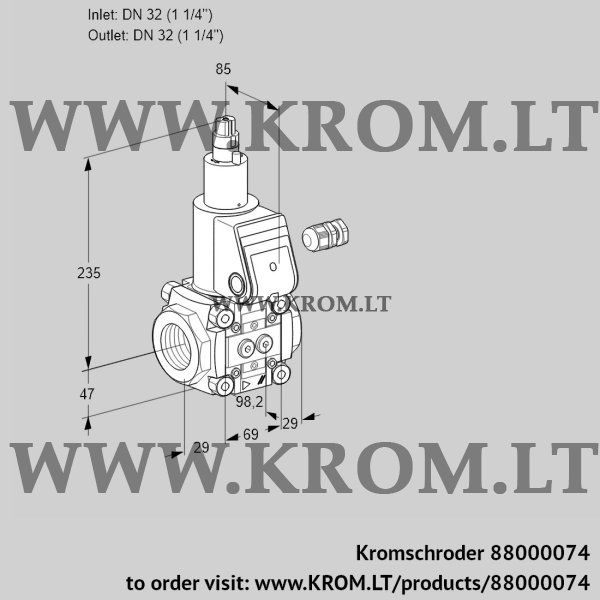 Kromschroder VAS 2T32N/LQ, 88000074 gas solenoid valve, 88000074