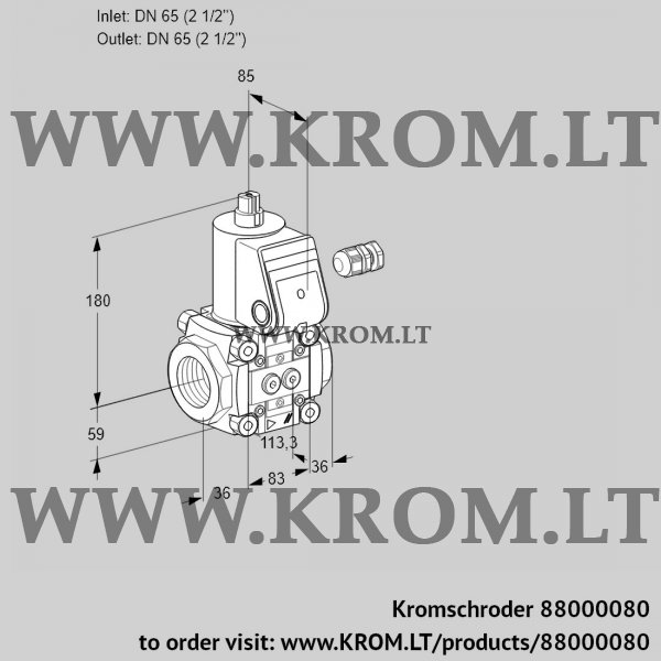 Kromschroder VAS 3T65N/NQ, 88000080 gas solenoid valve, 88000080