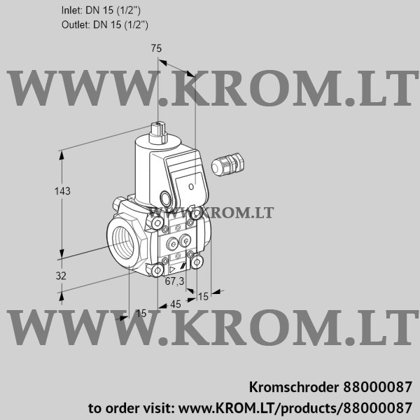 Kromschroder VAS 115R/NK, 88000087 gas solenoid valve, 88000087