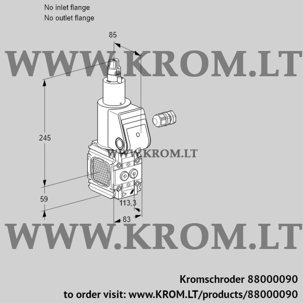 Kromschroder VAS 3-/LK, 88000090 gas solenoid valve, 88000090