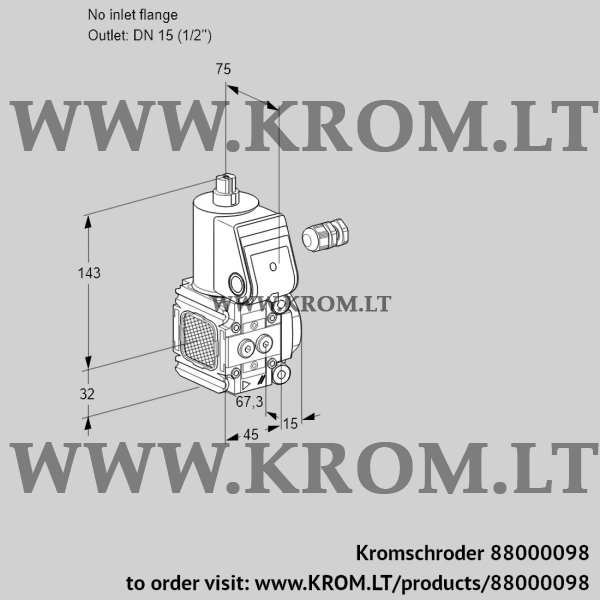 Kromschroder VAS 1-/15R/NW, 88000098 gas solenoid valve, 88000098