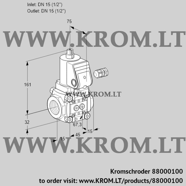 Kromschroder VAS 115R/NQSR, 88000100 gas solenoid valve, 88000100