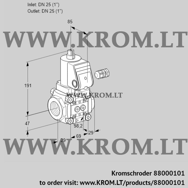 Kromschroder VAS 225R/NQSR, 88000101 gas solenoid valve, 88000101