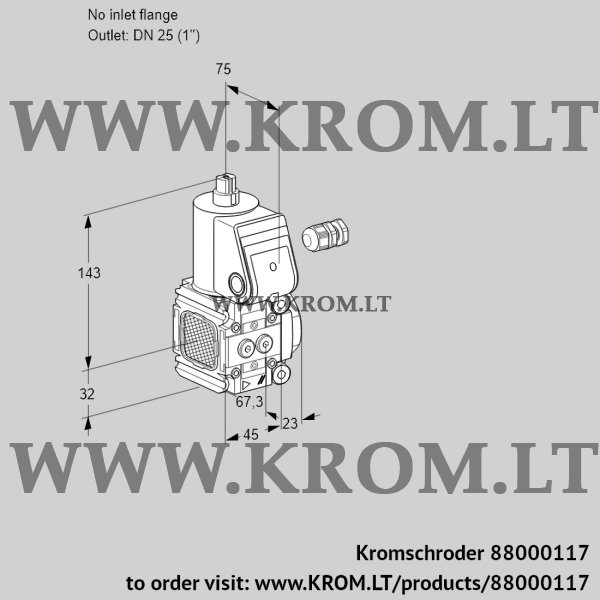 Kromschroder VAS 1-/25R/NW, 88000117 gas solenoid valve, 88000117